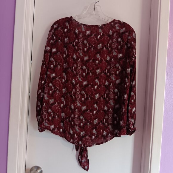 Women's West Kei Burgundy Snake Print Boho Blouse Size S NEW WITHOUT TAGS - Picture 6 of 6